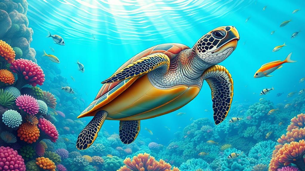 drawing of a sea turtle
